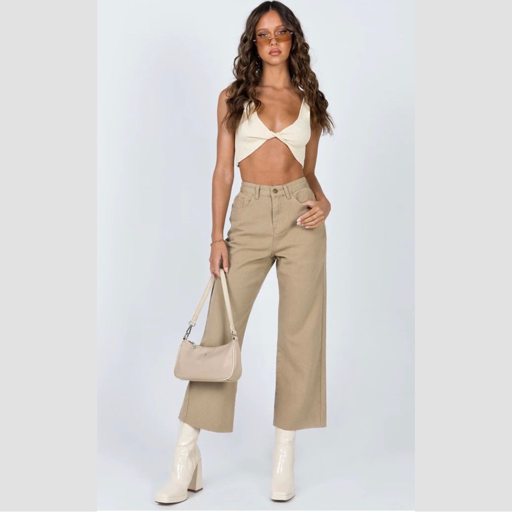Princess Polly Ruby Cropped Jeans Tan